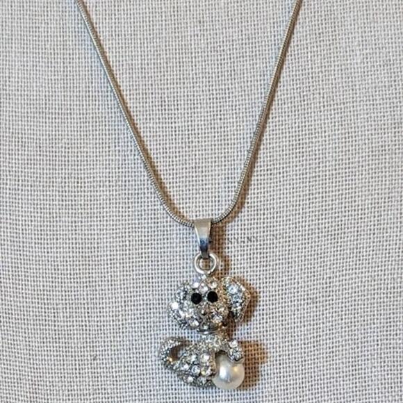 Rhinestone Dog Playing with a Pearl Ball Necklace - Picture 4 of 5